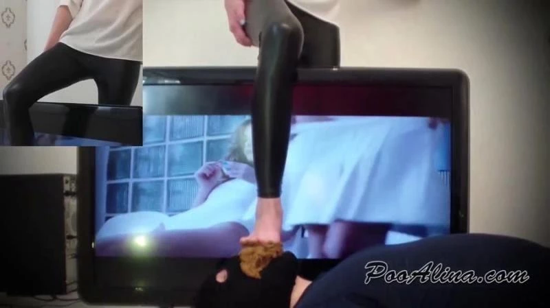 Alina shitting in mouth of the toilet slave sitting on the TV with Poo Alina Bunny Hustler 2024 [1280x720]